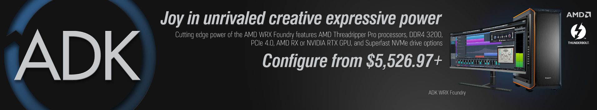 AMD WRX Foundry features AMD Threadripper Pro processors, DDR 3200, PCIe 4.0, AMD RX or NVIDIA RTX GPU, and Superfast NVMe drive options.